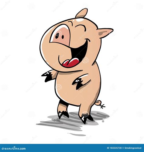 Cute Little Pig Laughing Stock Illustration Illustration Of Piglet