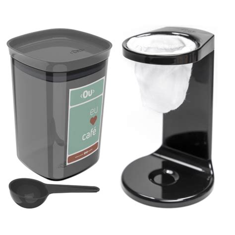 Kit Passador De Café Coador Mini Cafézinho c 1 Refil Pote Hermético 900ml Porta Condimento