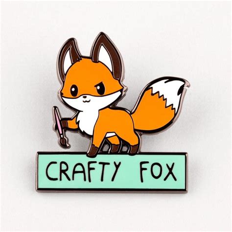 Crafty Fox Pin Funny Cute And Nerdy Pins Teeturtle