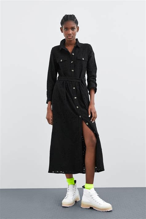 Back fastening with buttoned opening. DRESS WITH CUTWORK EMBROIDERY-SPECIAL PRICES-WOMAN | ZARA ...