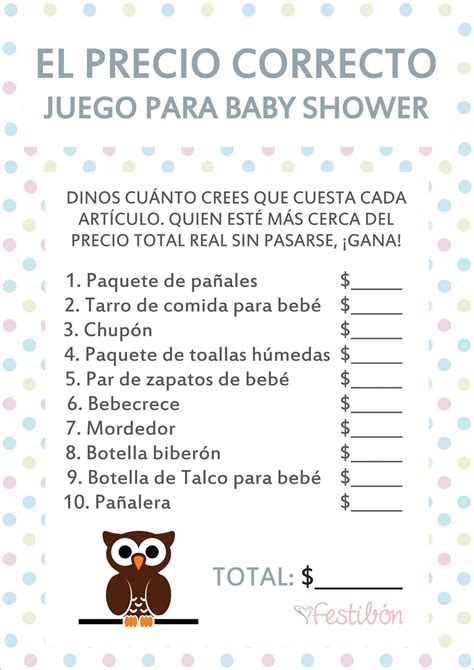 El Precio Correcto │ Juegos Para Baby Shower Para Imprimir Juegos De