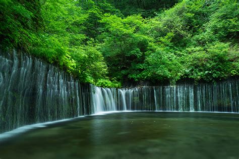 Desktop Wallpapers Japan Shiraito Falls Crag Nature Waterfalls