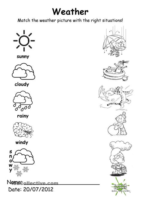 Weather Match Clima Para Crianças Tarefas Do Jardim De Infância