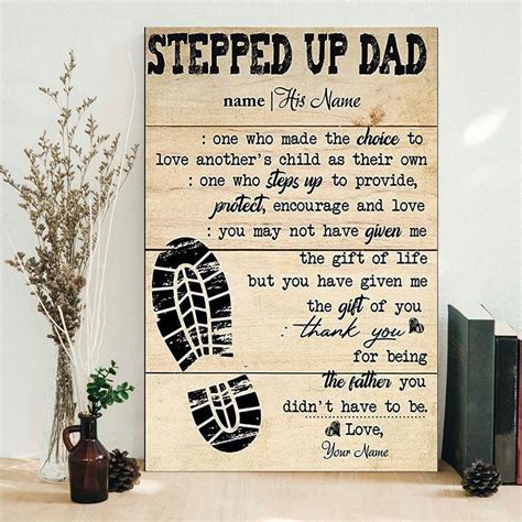 Personalized Stepped Up Dad Poster Fathers Day Poster Stepdad