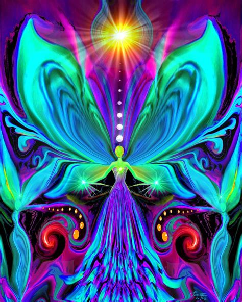 Rainbow Psychedelic Angel Chakra Art Print Vibrance