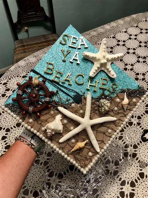 Sea Beach Themed College Graduation Cap Gradcap Seathemed