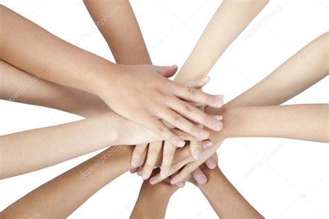 Group Of S Hands Together Isolated On White Stock Photo Tomwang