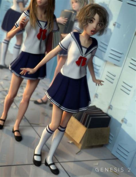School Girl For Genesis 2 Females School Girl Sailor Fashion Girl