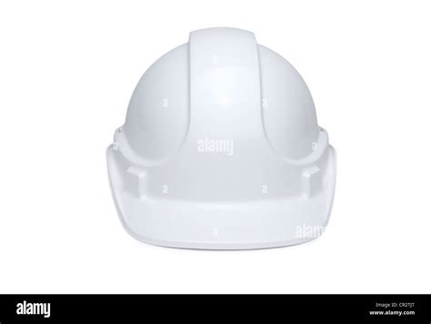 White Hard Hat Isolated On White Background With Soft Shadow Under Brim