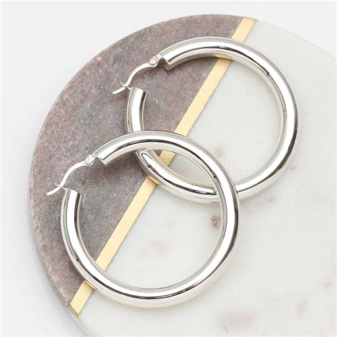 Sterling Silver Or 18ct Gold Plated Chunky Tube Hoop Earrings