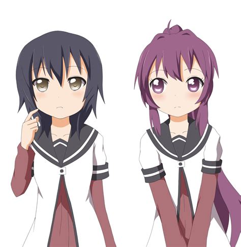 Safebooru 2girls Ahoge Black Hair Brown Eyes Funami Yui Hair Intakes