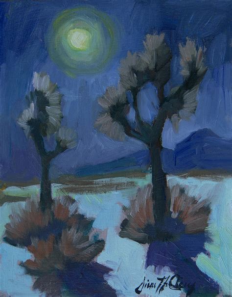 Moonlight And Joshua Tree Painting By Diane Mcclary Fine Art America