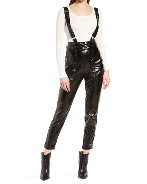 Blank Nyc Faux Leather Pants With Suspenders In Other Worldly At
