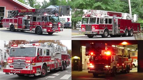 Fire Trucks Responding Compilation Ladders Towers And Tillers Youtube