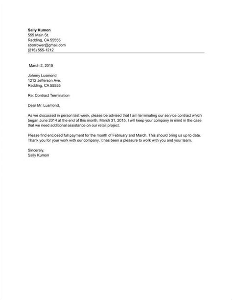 Contract Termination Sample Letter Of Not Renewing Contract To Employee Buying