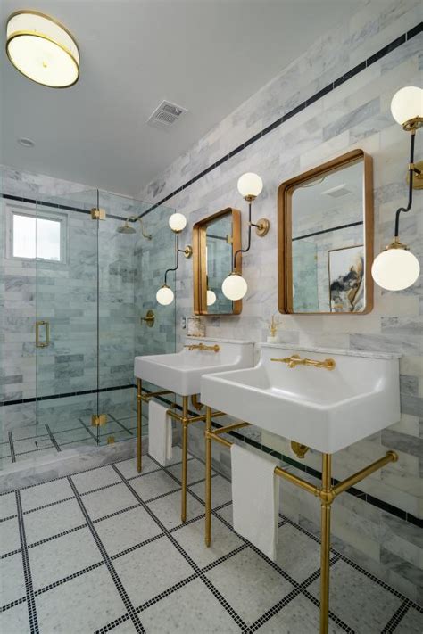 Amazing bathrooms bathroom flooring art deco bathroom tile bathroom design retro bathrooms bathroom colors tile bathroom trendy bathroom vintage jessica lagrange interiors: Gray Tile Art Deco Bathroom | HGTV