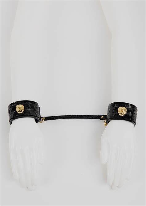 Fraulein Kink Crocco Leather Handcuffs Luxury Bdsm Accessories