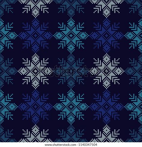 Cross Stitch Norwegian Snowflakes Seamless Vector Stock Vector Royalty