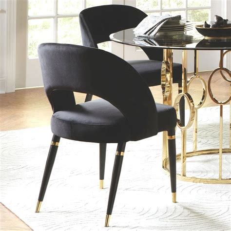 Modern Glamorous Design Black Velvet Dining Chairs Set Of 2 In 2020