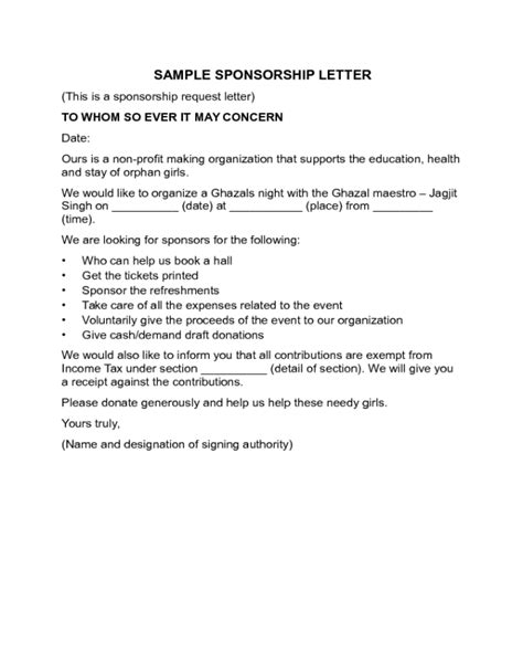 Sponsorship Letter Templates Fillable Printable Pdf And Forms HOT SEXY GIRL