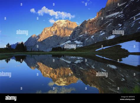 View From A Mountain Lake At The Alpine Pass Grosse Scheidegg At The