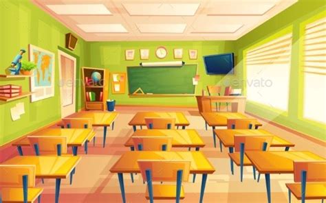 Ready to be used in web design, mobile apps and 128px. Vector Cartoon Empty School Classroom | Classroom interior ...