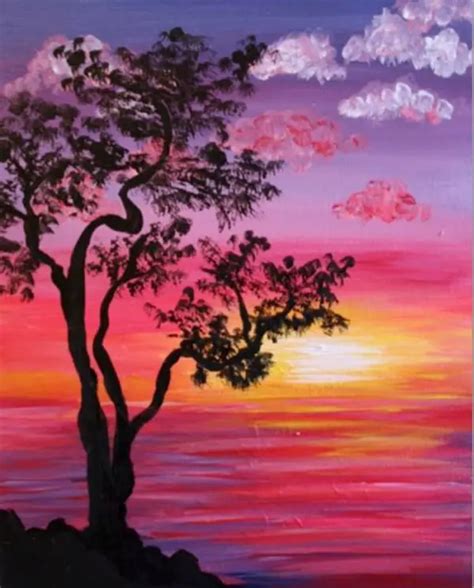 40 Simple And Easy Landscape Painting Ideas For Beginners Sunset