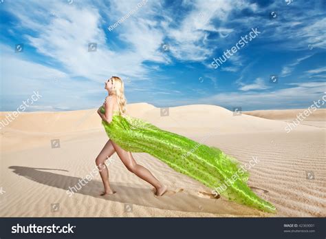 Beautiful Nude Woman Scarf Desert Stock Photo 42369001 Shutterstock