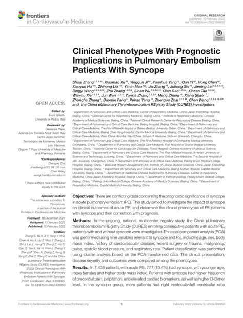 Pdf Clinical Phenotypes With Prognostic Implications In Pulmonary