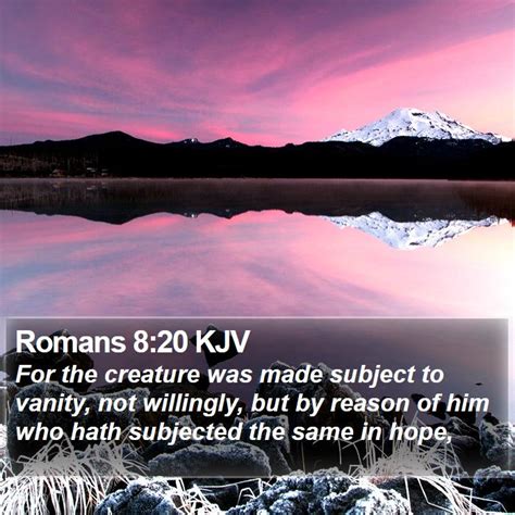 Romans 8:20 KJV - For the creature was made subject to vanity, not