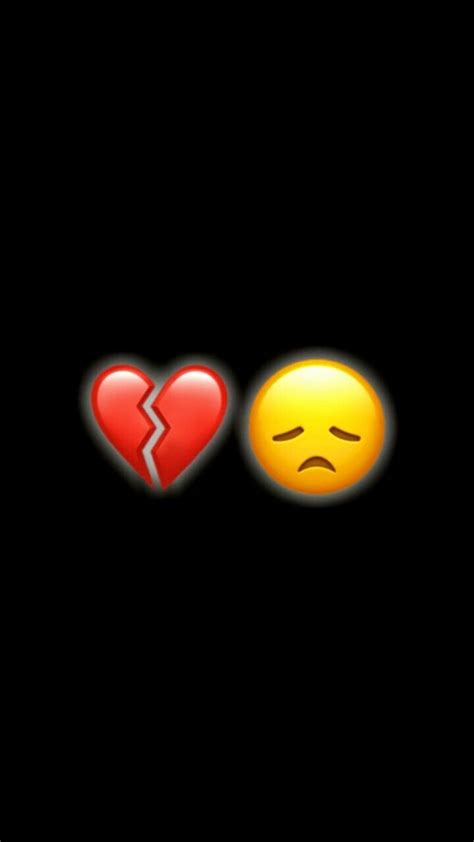 Wallpaper Broken Heart Emoji Black Background