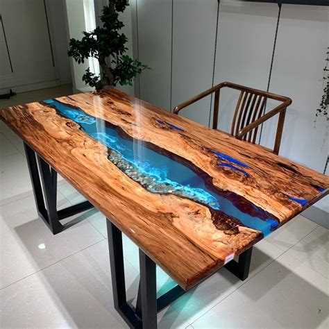 Custom Epoxy Resin Rock Ocean Wave Resin Coffee Table Wood Etsy