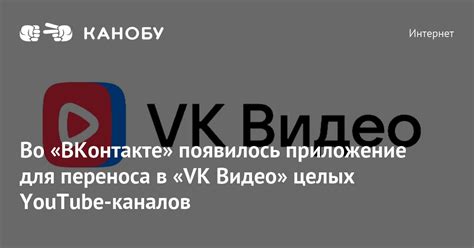 Во ВКонтакте появилось приложение для переноса в Vk Видео целых Youtube каналов Канобу