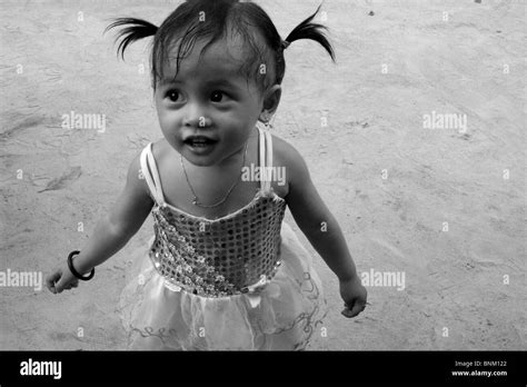 Smiling Little Girl With Pigtails Stock Photo Alamy