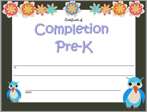 Pre Kindergarten Certificate Of Completion Printable 2 With