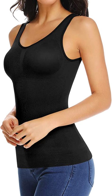 Womens Cami Shaper With Built In Bra Tummy Control Camisole Tank Top