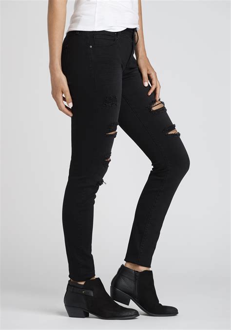 Womens Black Ripped Skinny Jeans Warehouse One