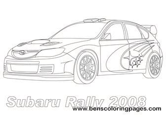 Original online coloring pages with cars logo. Subaru rally coloring page