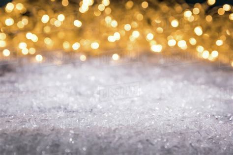 Christmas Winter Background With Snow And Shiny Blurred