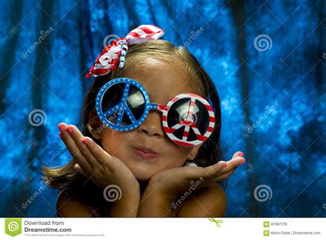 Young Girl With Peace Sign Glasses Close Up Stock Image Image Of Peace Sitting 87997709