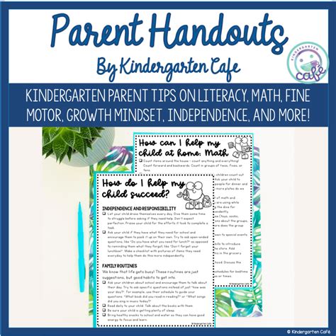 Kindergarten Parent Tips And Handouts Kindergarten Cafe