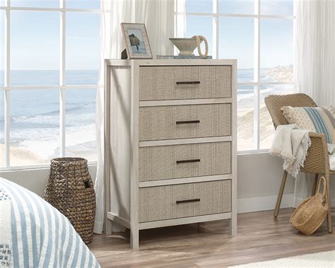 Sauder Pacific View 4 Drawer Dresser Chest Of Drawers 426458 Chalked