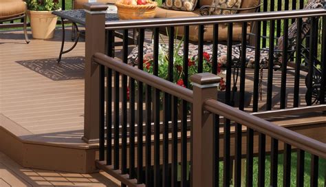 A deck guard system of rails and balusters or other infill relies on the underlying deck framing and 4×4 wood guardrail posts whether guardrail system is the complexity of the details vary depending on whether the posts are installed inside the rim board and end joists of the deck or on the outside. Create an Elegant Deck with Timbertech Deck Railings.