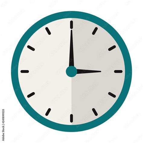 Clock Illustration Flat Design Of Blue Wall Clock Isolated On White