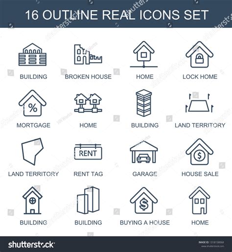 16 Real Icons Trendy Real Icons Stock Vector Royalty Free 1318158068
