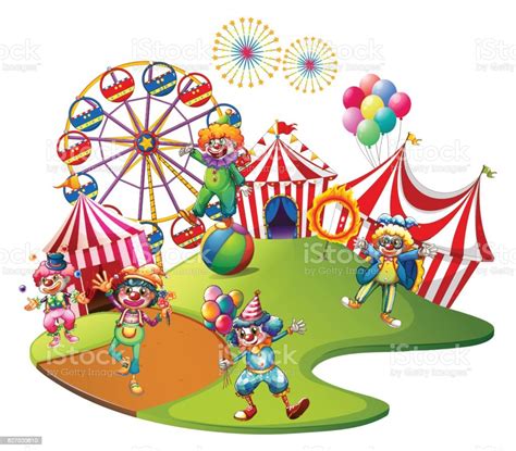 Clowns Performing In The Circus Stock Illustration Download Image Now