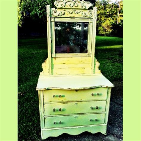 For My Nursery Lime Green Distressed Antique Dresser And