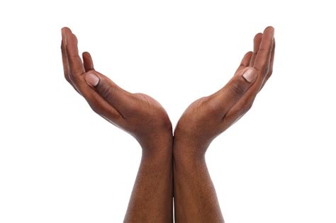 Black Male Hands Keeping In Cupped Shape Cutout Stock Photo Download