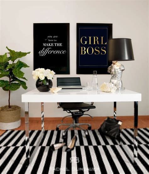 Blogger taylor brown's home office is a gorgeous mix of mainly black, white, gold, and gray pieces and features everyone's fave rattan pendant—the sinnerlig from ikea—as well as other modern accessories. Black and white office inspiration, girl boss gold foil ...