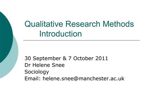Ppt Qualitative Research Methods Introduction Powerpoint Presentation